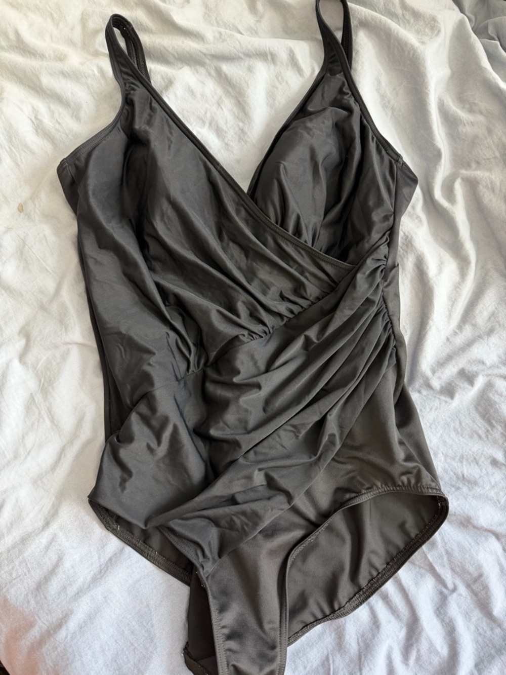 Miraclesuit Black Ruched Swimdress with Supportive Band